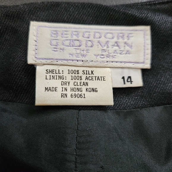 Vintage - Silk Bergdorf Goodman Black Collarless One Button Blazer - Size 14 - Picture 7 of 7